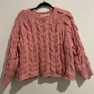 Zara Pink Chunky Cable Knit Sweater
